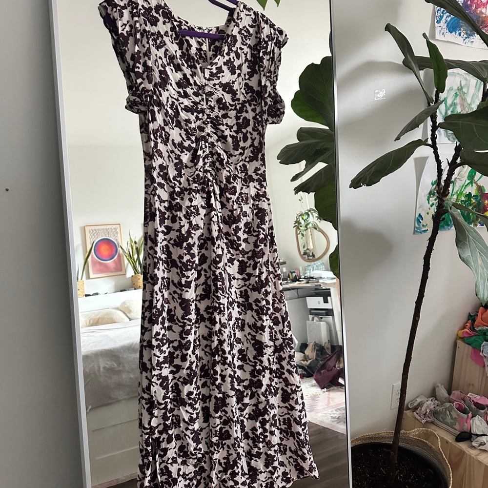 Madewell Ruched Flutter Sleeve Midi Dress size 6 - Picture 5 of 8